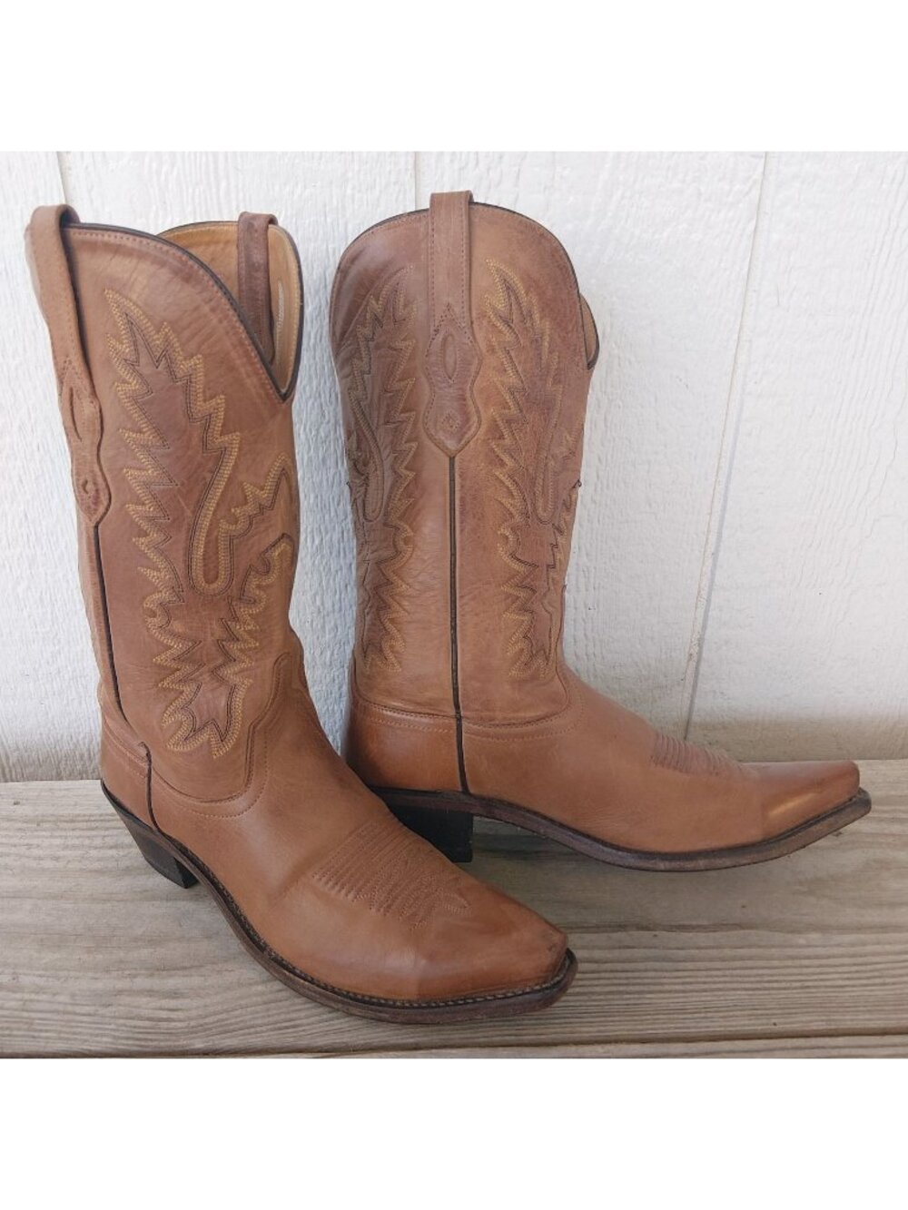 Old West Classic Womens Brown Leather Snip Toe Western Boots 10 M LF1529